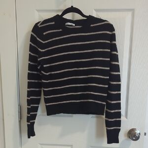 Reformation Black and Cream Striped Sweater